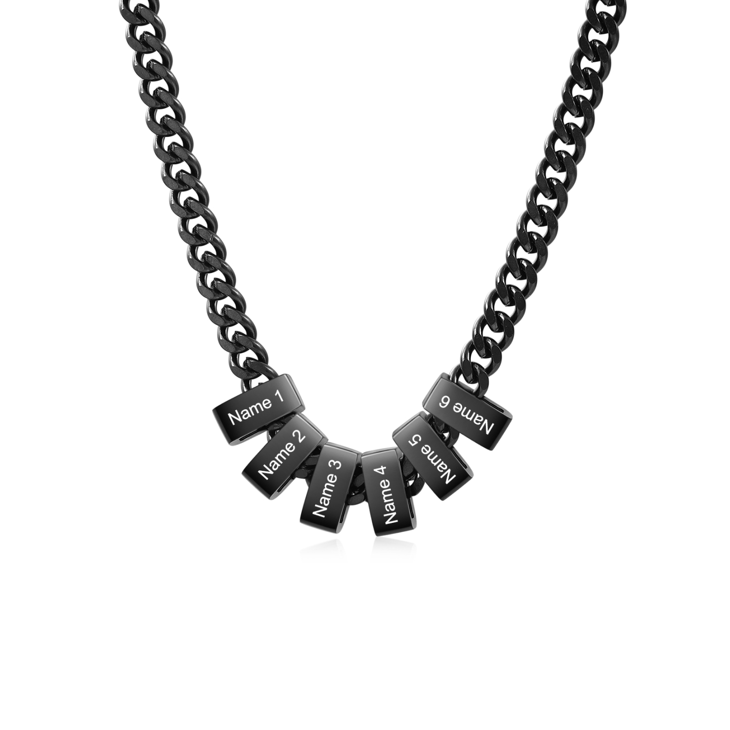 Personalized Mens Cuban Link Chain Necklace with 1–6 Names