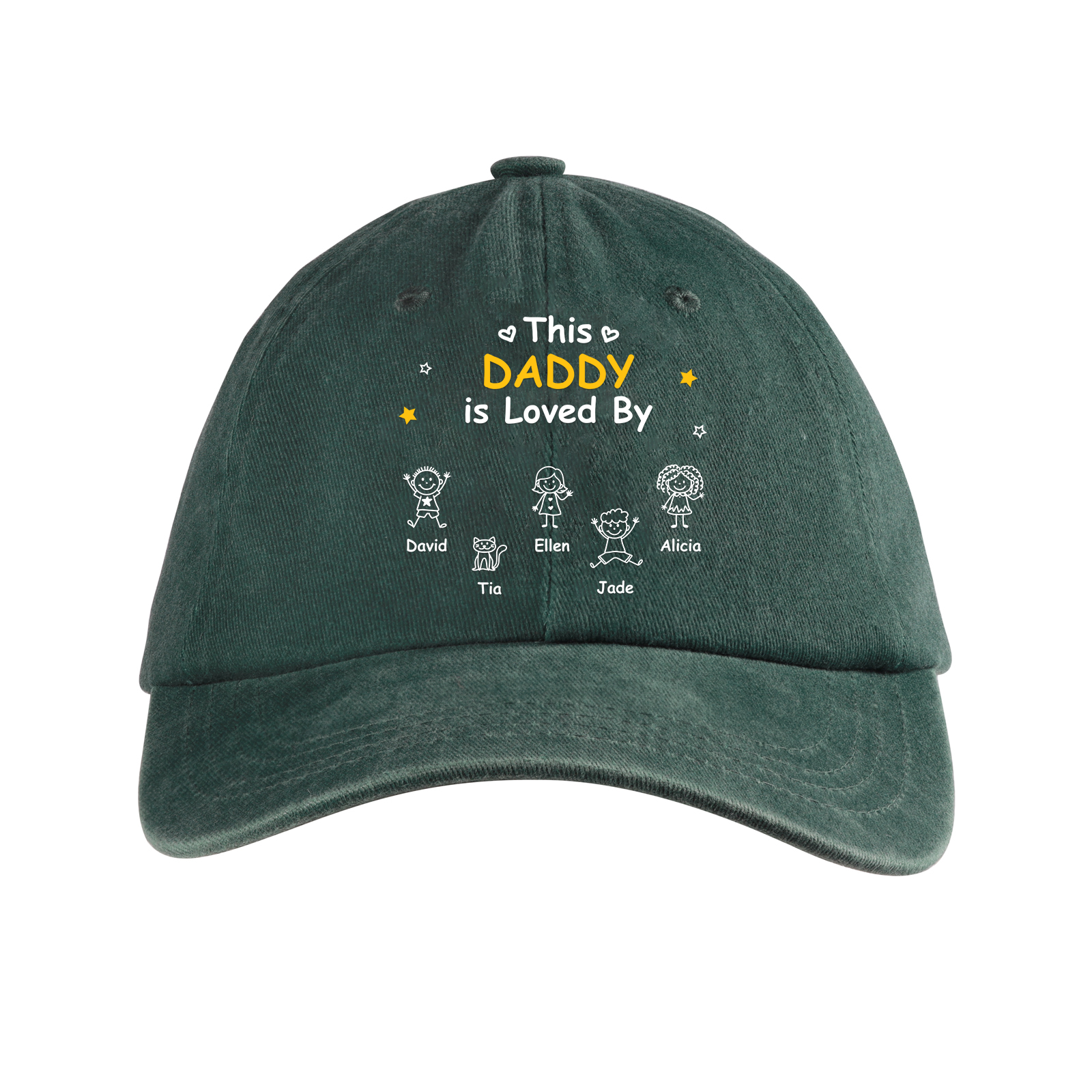 Personalized Cotton Baseball Cap Customized with 1–10 Names and a Child’s Drawing