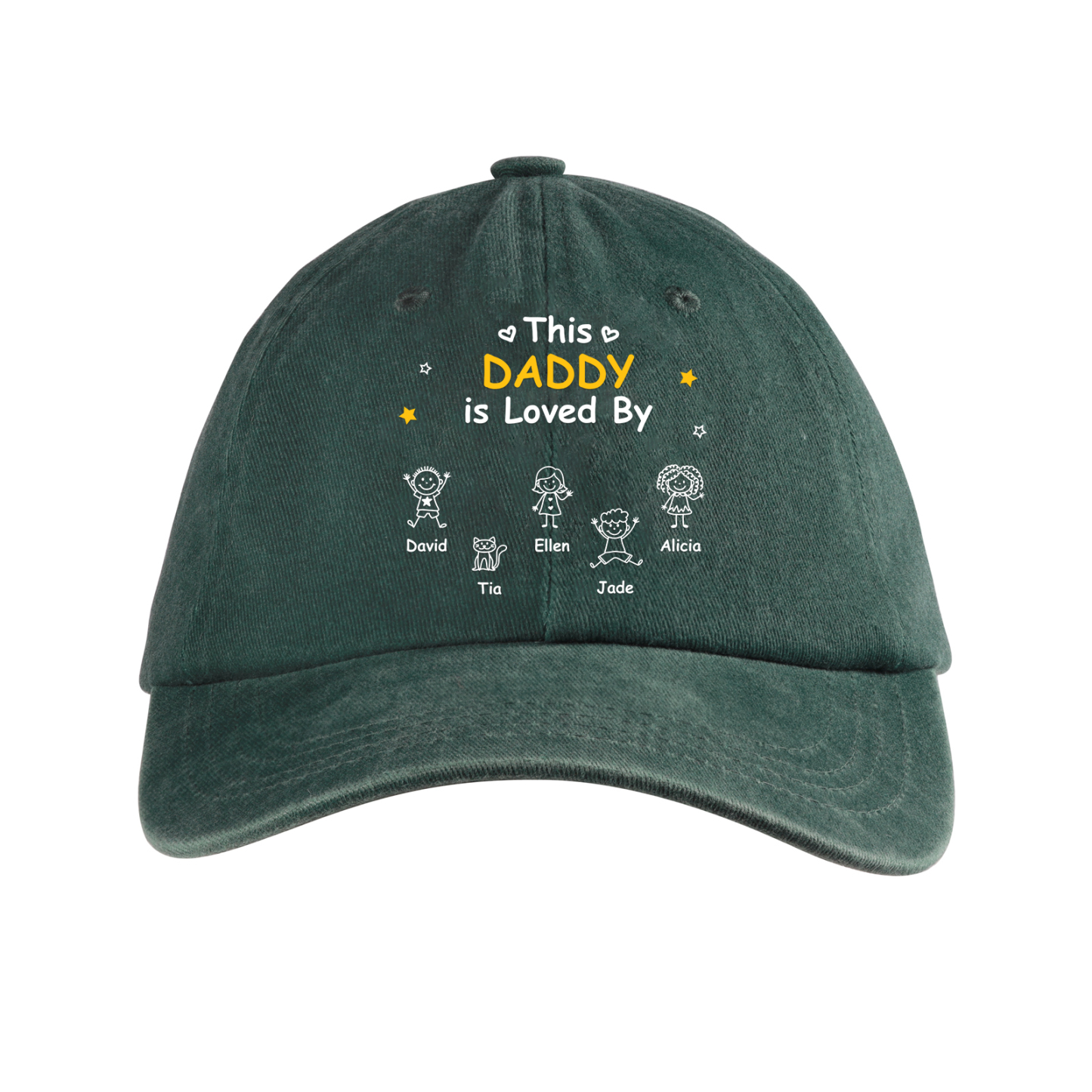 Personalized Cotton Baseball Cap Customized with 1–10 Names and a Child’s Drawing
