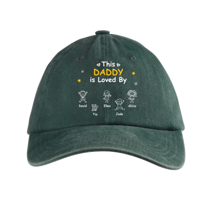 Personalized Cotton Baseball Cap Customized with 1–10 Names and a Child’s Drawing