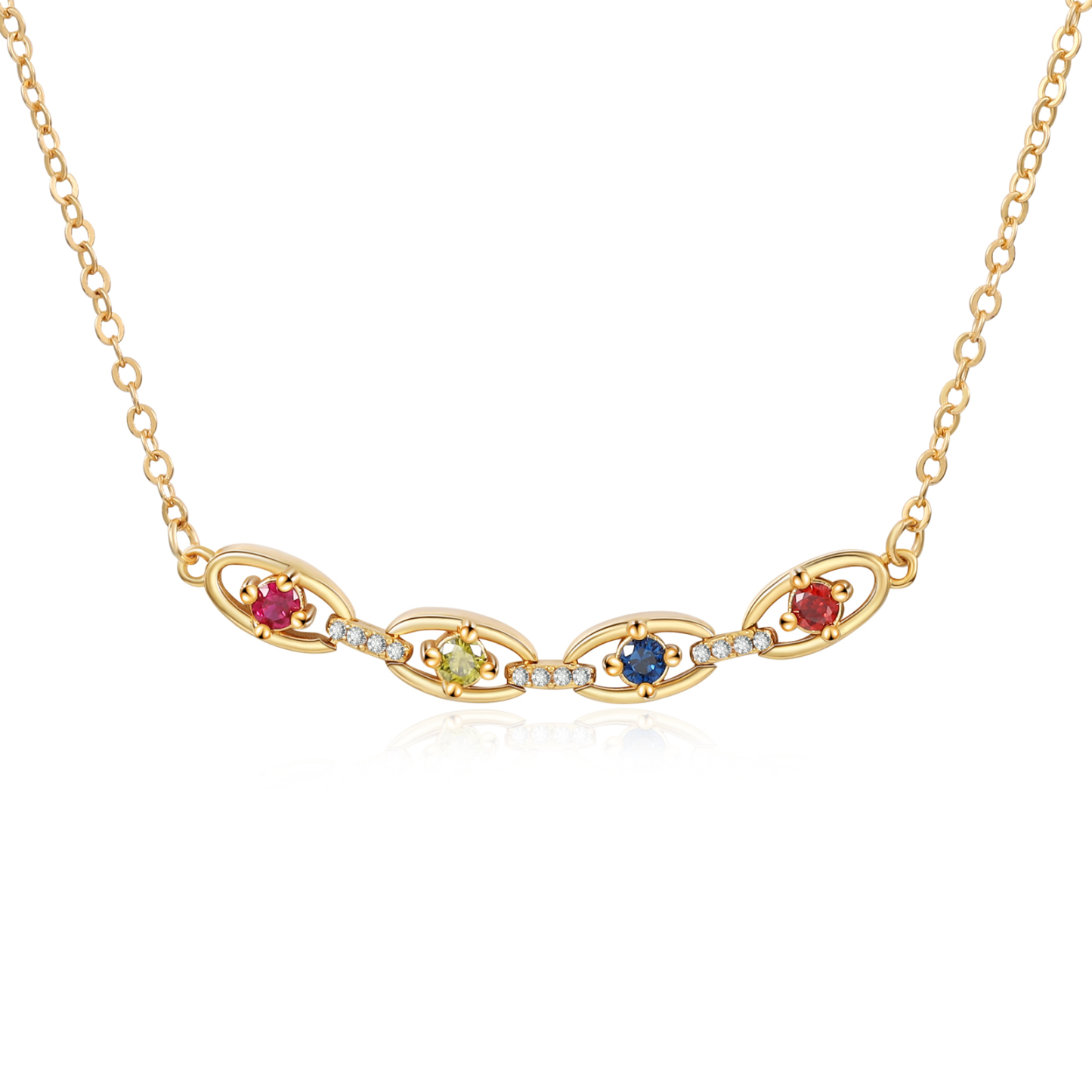 Personalized 2–5 Birthstones Gold Chain Necklace for Women