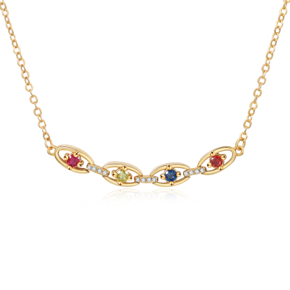 Personalized 2–5 Birthstones Gold Chain Necklace for Women