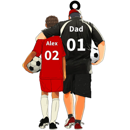 Personalised Acrylic Ornament – Custom Father & Child Design, Football-Themed Gift for Family | Jessemade