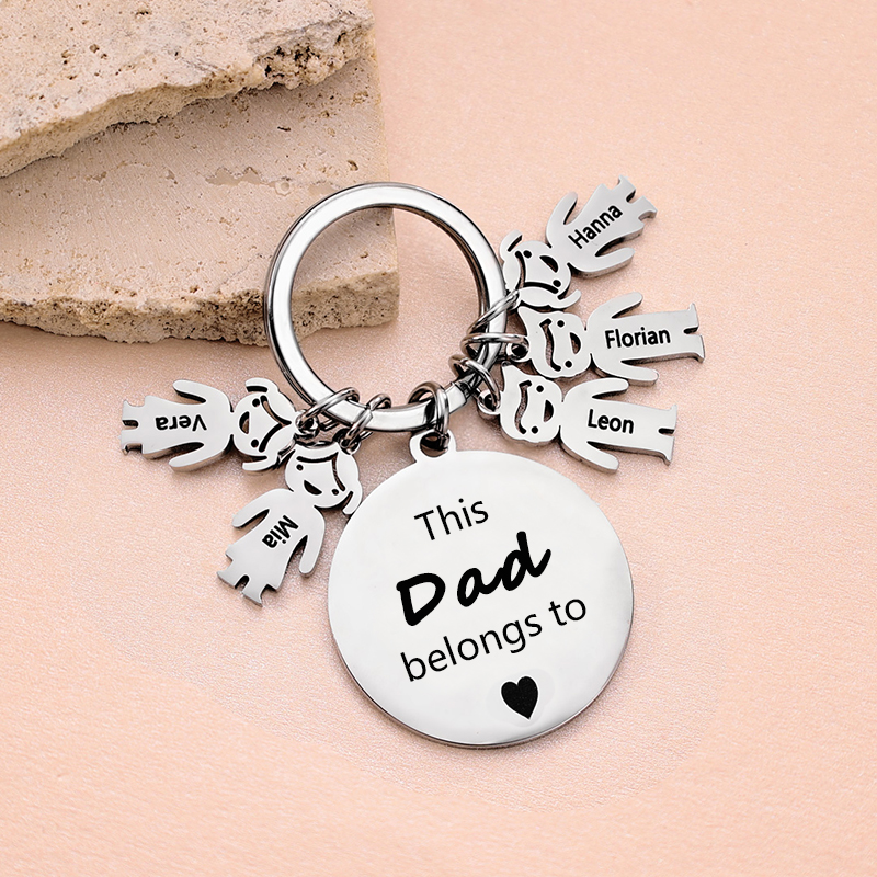 5 Names-Mom Belongs to...Custom Keychain with Name & Text