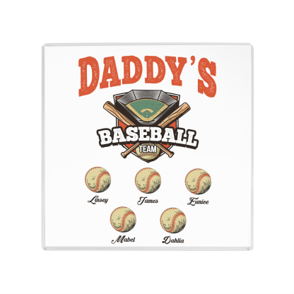 5 Names - Personalized Baseball Acrylic Keepsake Customized Name Acrylic Plaque Decoration Father's Day Gift for Dad