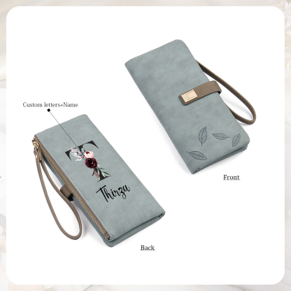 Personalized Exquisite Women'S Wallet Customized Letter And Name Zipper Wallet For Grandma