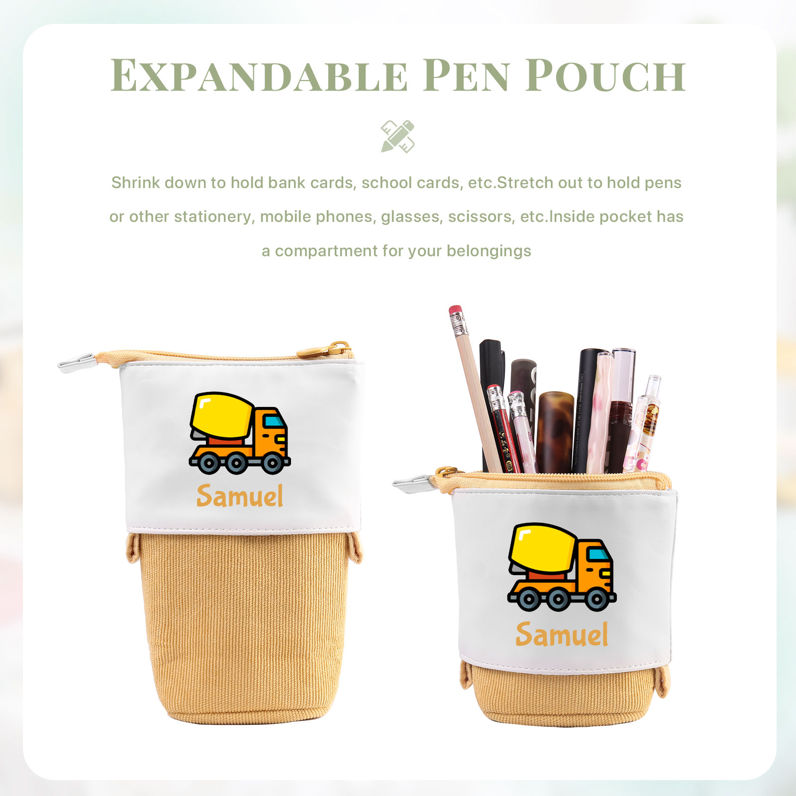 Personalized Name And Truck Pencil Case For Boys And Girls Back To School Gift