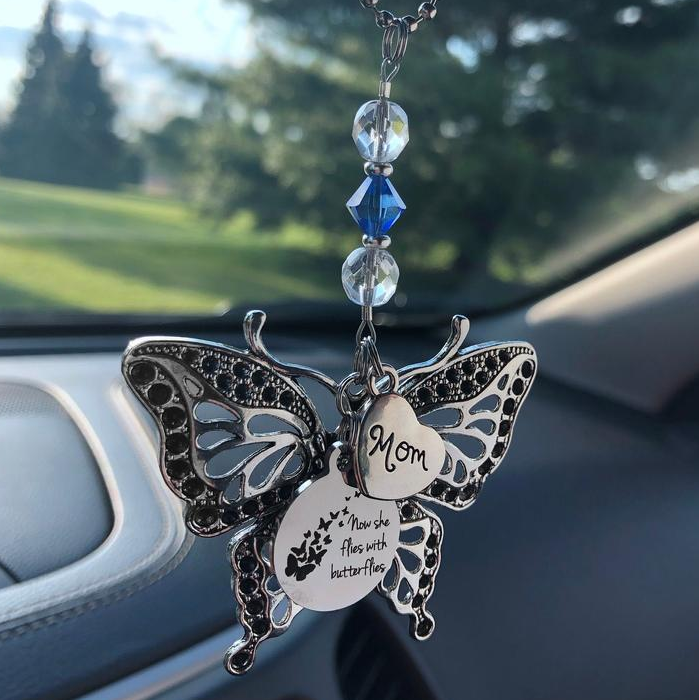 "Now she flies with butterflies" Butterfly Christmas Memorial Ornament