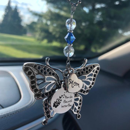 "Now she flies with butterflies" Butterfly Christmas Memorial Ornament