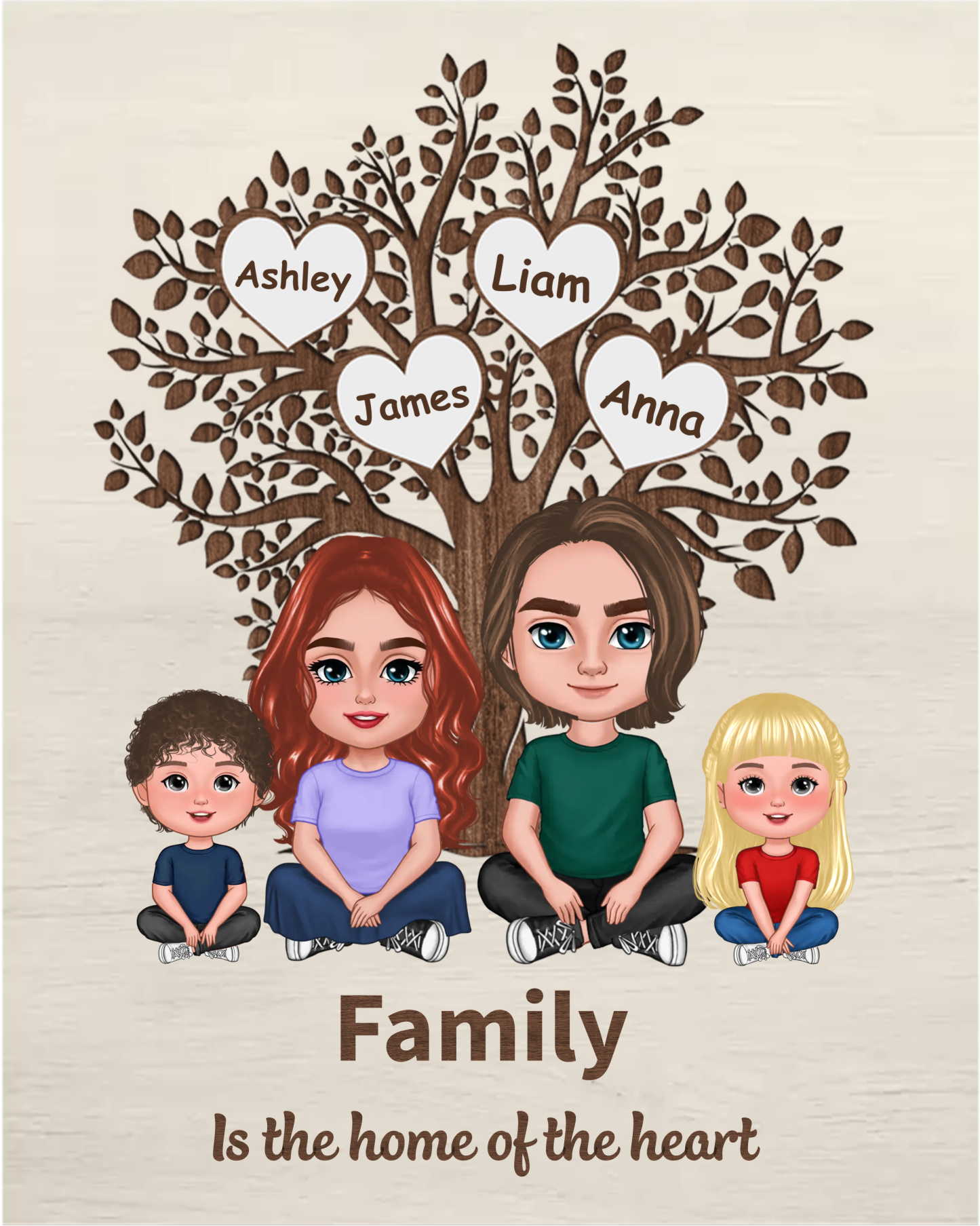 Personalized Family Tree Board Painting- 3 Customized Name, Exquisite Wooden Decorations For Mom