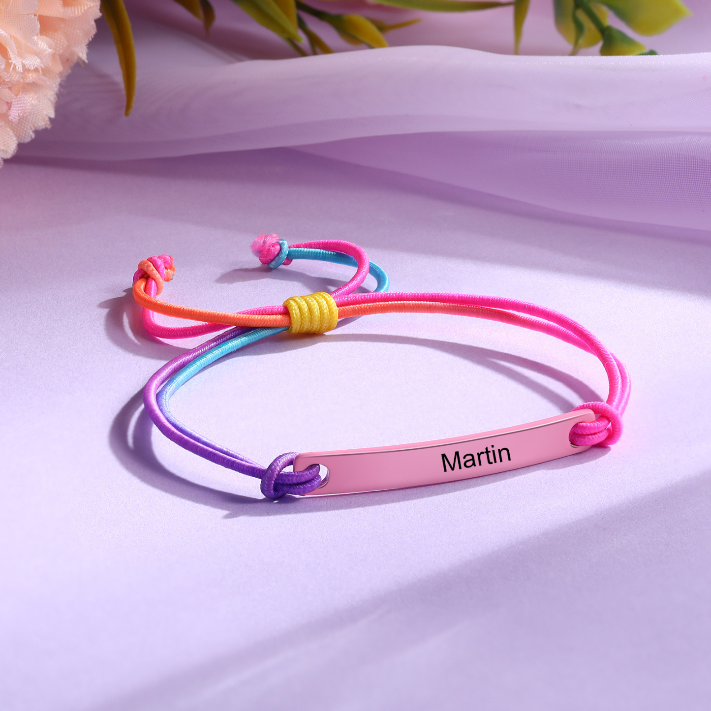 Personalized Name Elastic Rope Stainless Steel Bracelet Adjustable School Gift For Kid
