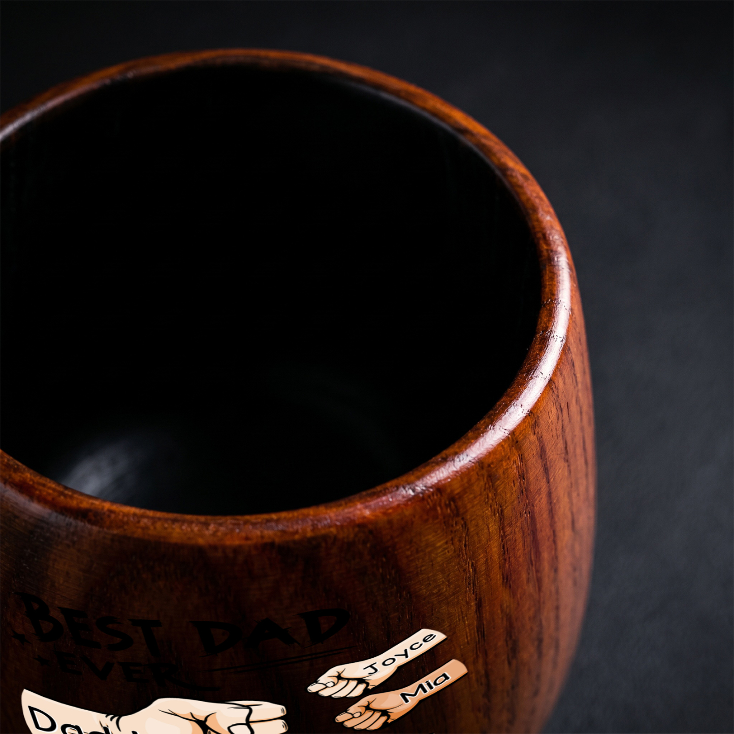 Personalized Wooden Whiskey Cup Custom with 2-6 Fist Bumps and Names