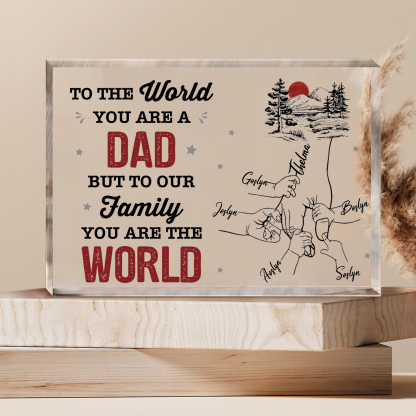 6 Names - Personalized Holding Hands Acrylic  Keepsake Ornament Gift for Dad