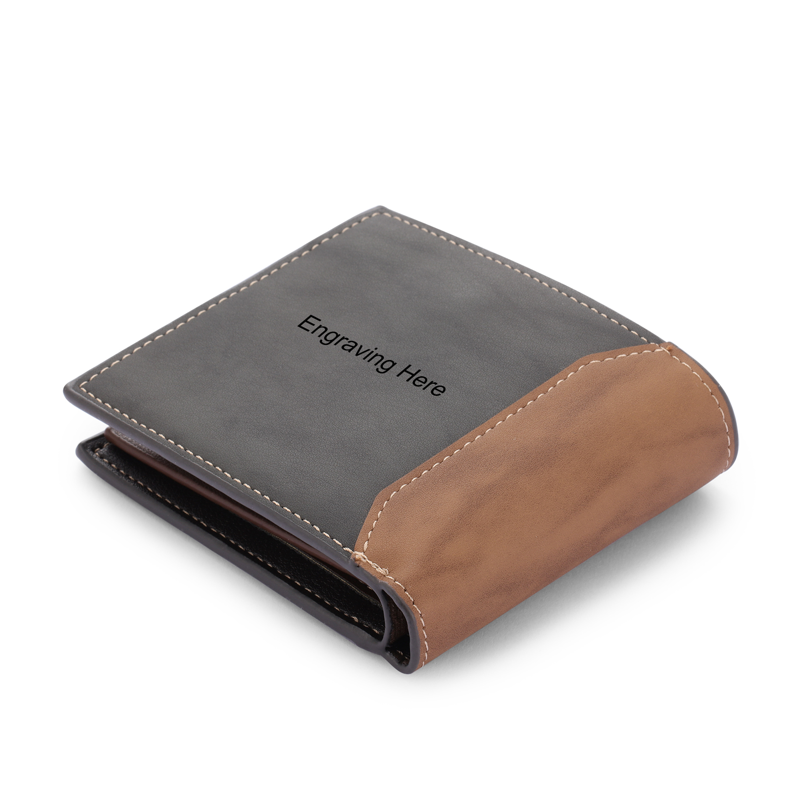 Personalized Leather Wallet Engraved Letter Short Purse Custom Folding Wallet Gifts For Men