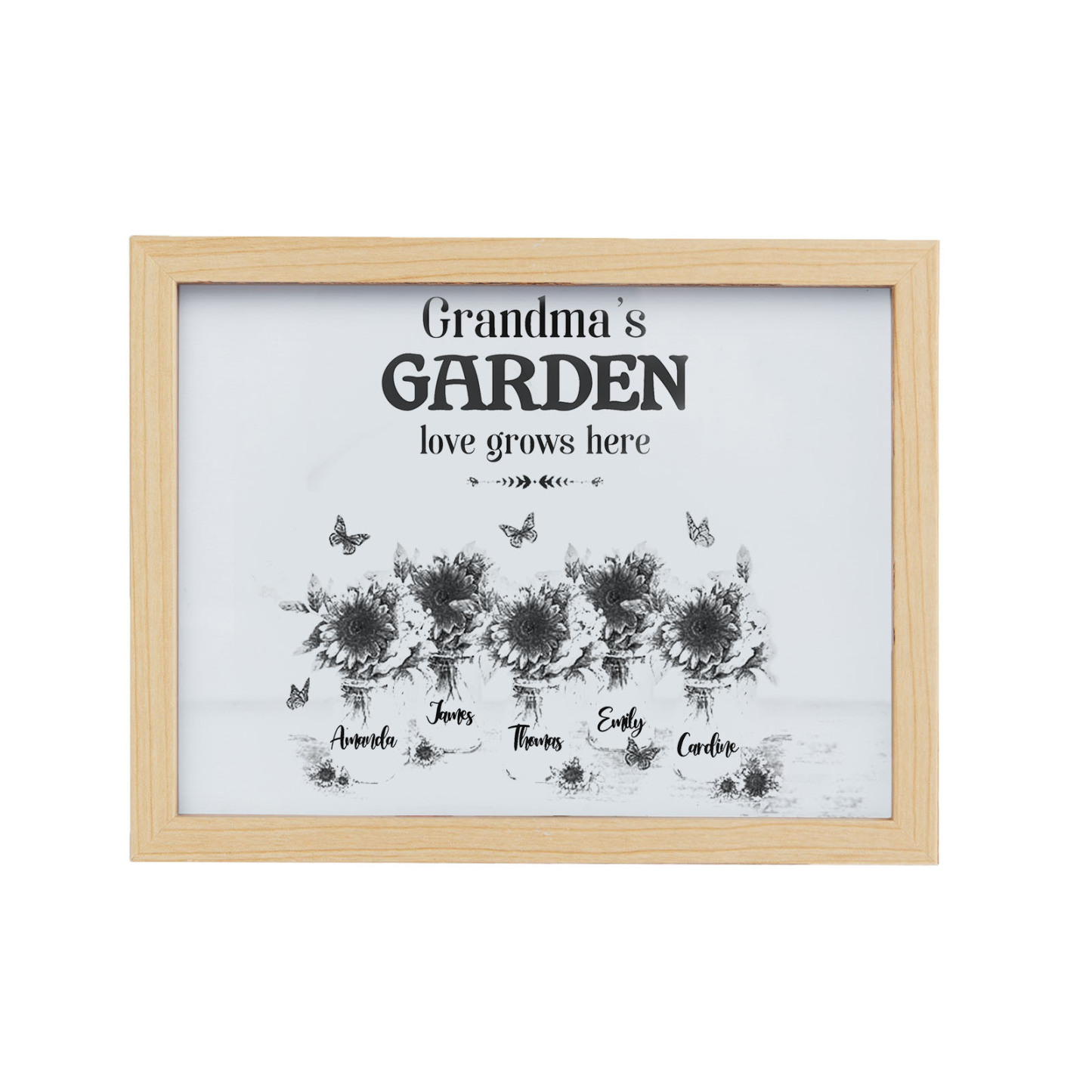 5 Names-Personalized Family Color Or Black And White Frame Custom 5 Names And Text LED Night Light