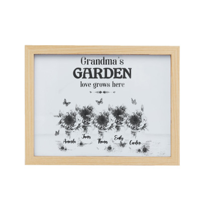 5 Names-Personalized Family Color Or Black And White Frame Custom 5 Names And Text LED Night Light