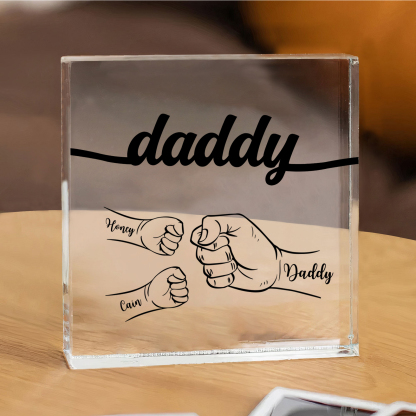 Jessemade UK 3 Names - Personalized Fist Acrylic Heart Keepsake Custom Text Acrylic Plaque Ornament Gift for Dad 21.99 t1-n3