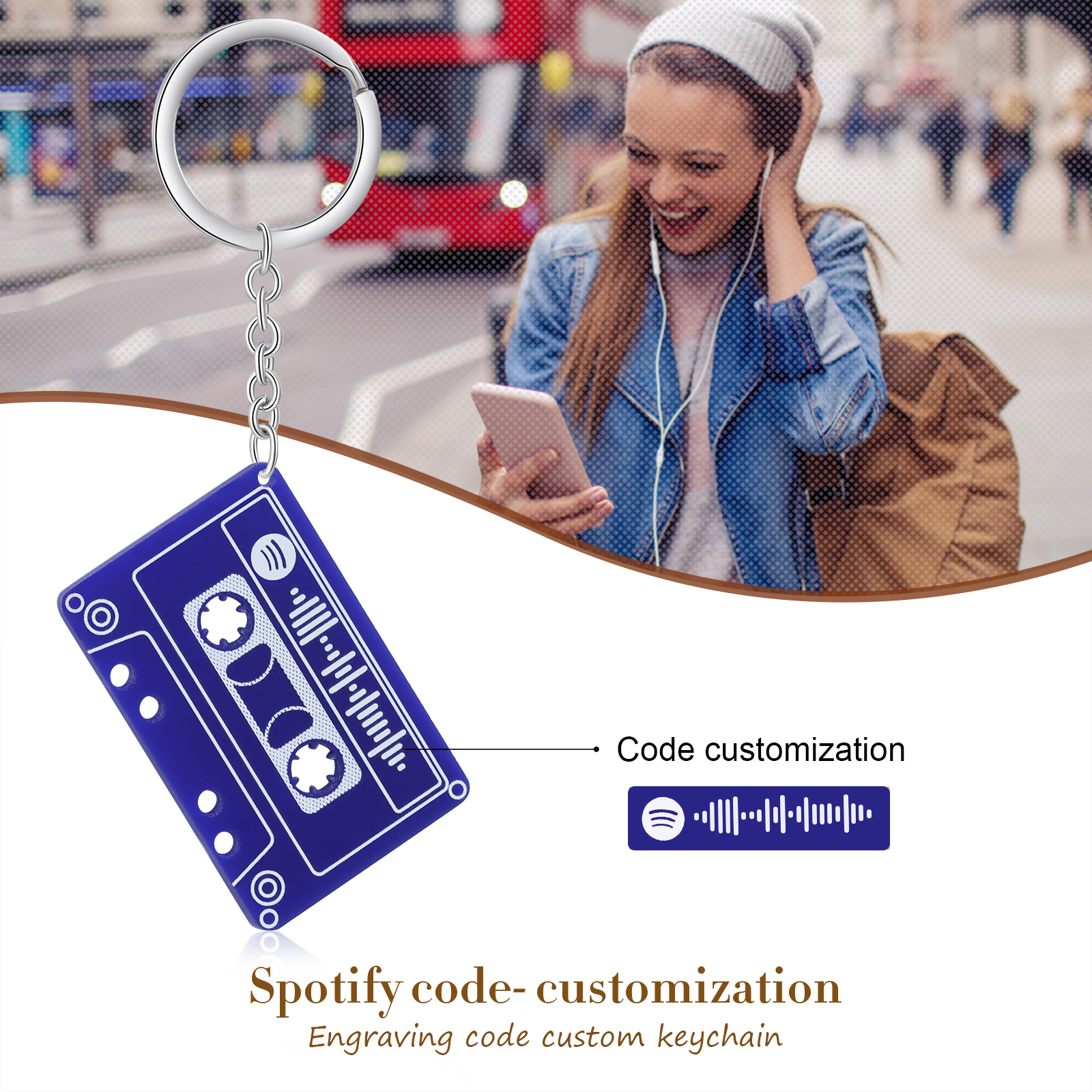 Personalized Music Spotify Code Keychain Gifts For Her