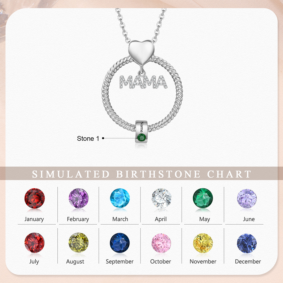 1 Name-Personalized Mom Necklace Set With  Premium Custom Necklace With 1 Birthstones Engraved Names Gift For Mother