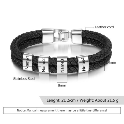 Personalised Gift Set - Custom Wallet & Bracelet with 1 Photo, 1 Letter, and 5 Names, Christmas Gift Box for Him | Jessemade