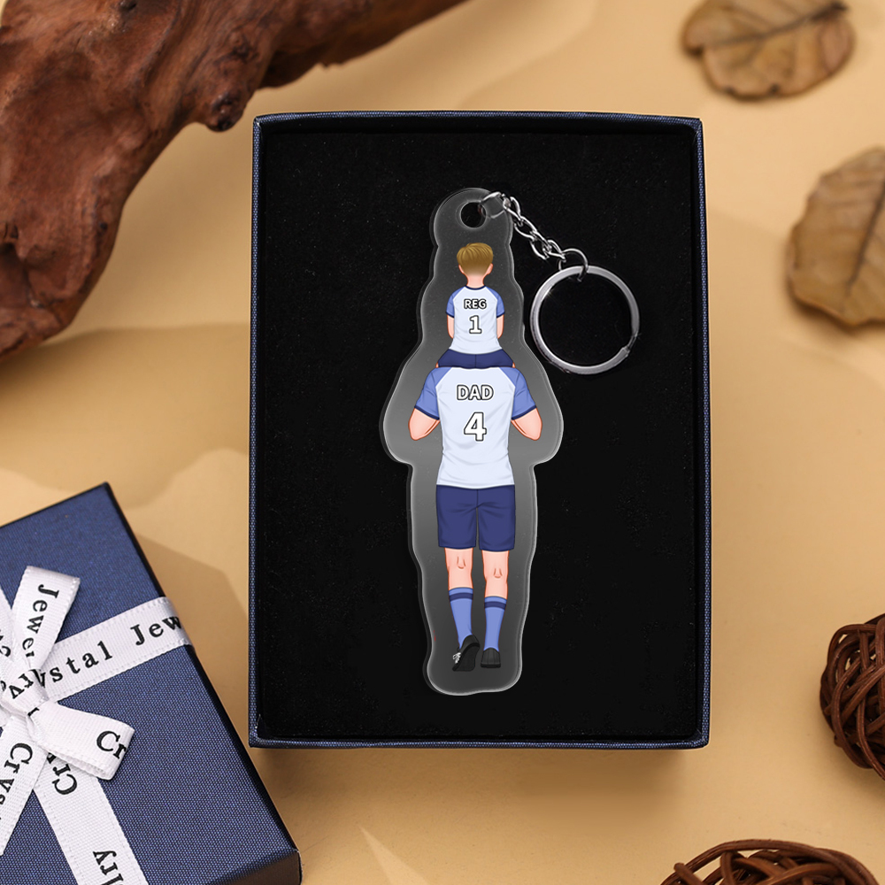 1-3 Names Football Keychain-Personalized Dad's Football Team Gift Set Keychain Custom Names Gift For Dad