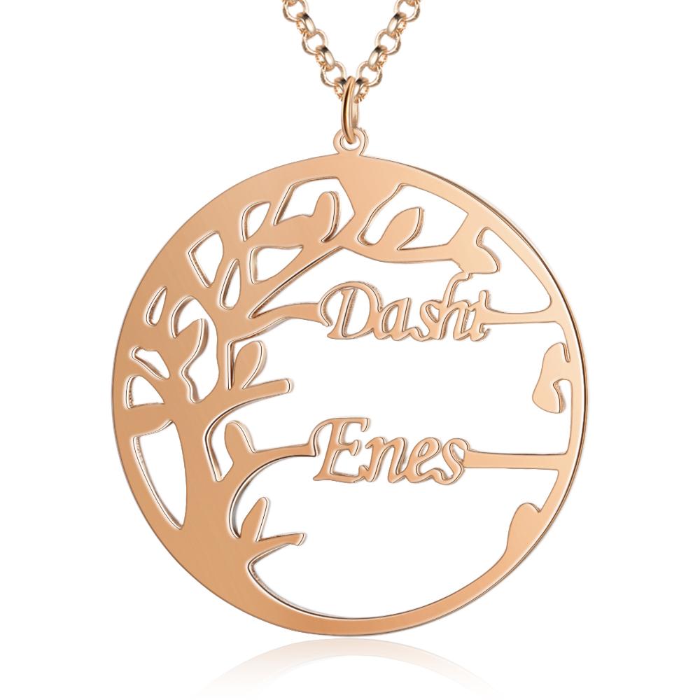 Family Tree Custom 2 Names Sterling Silver Tree Of Life Necklace