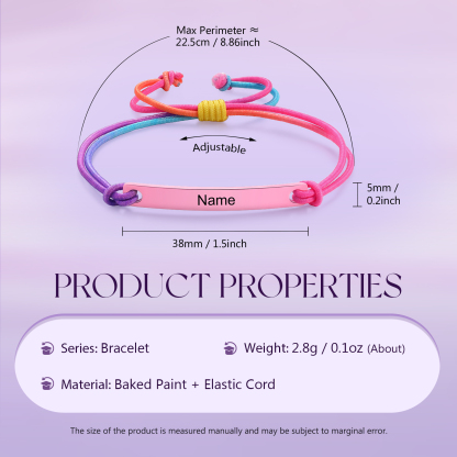 Personalized Name Elastic Rope Stainless Steel Bracelet Adjustable School Gift For Kid