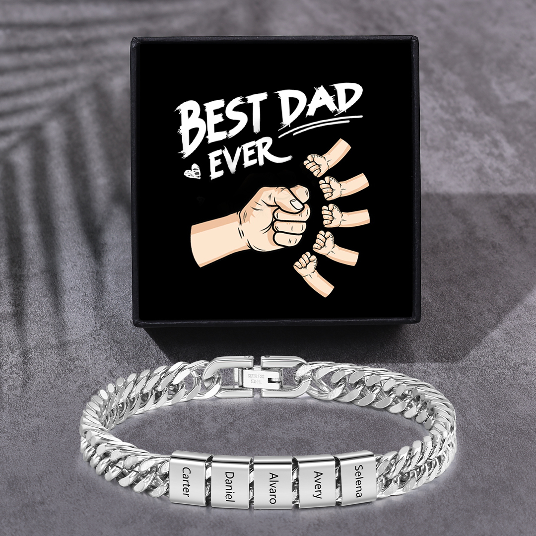 3 names - Father’s Day Custom Name Stainless Steel Bracelet – Personalized Men’s Chain