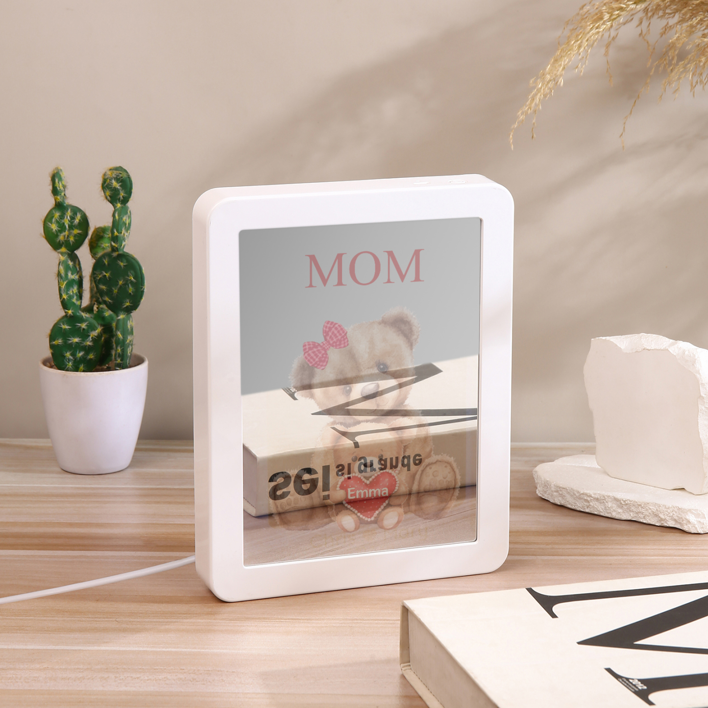 1 Name - Personalized Mom Home Bear Style Custom Text LED Night Light Gift for Mom