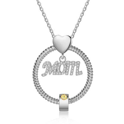 3 Names-Personalized Mom Necklace Set With  Premium Rotating Rose Flower Gift Box-Custom Necklace With 3 Birthstones Engraved Names Gift For Mother