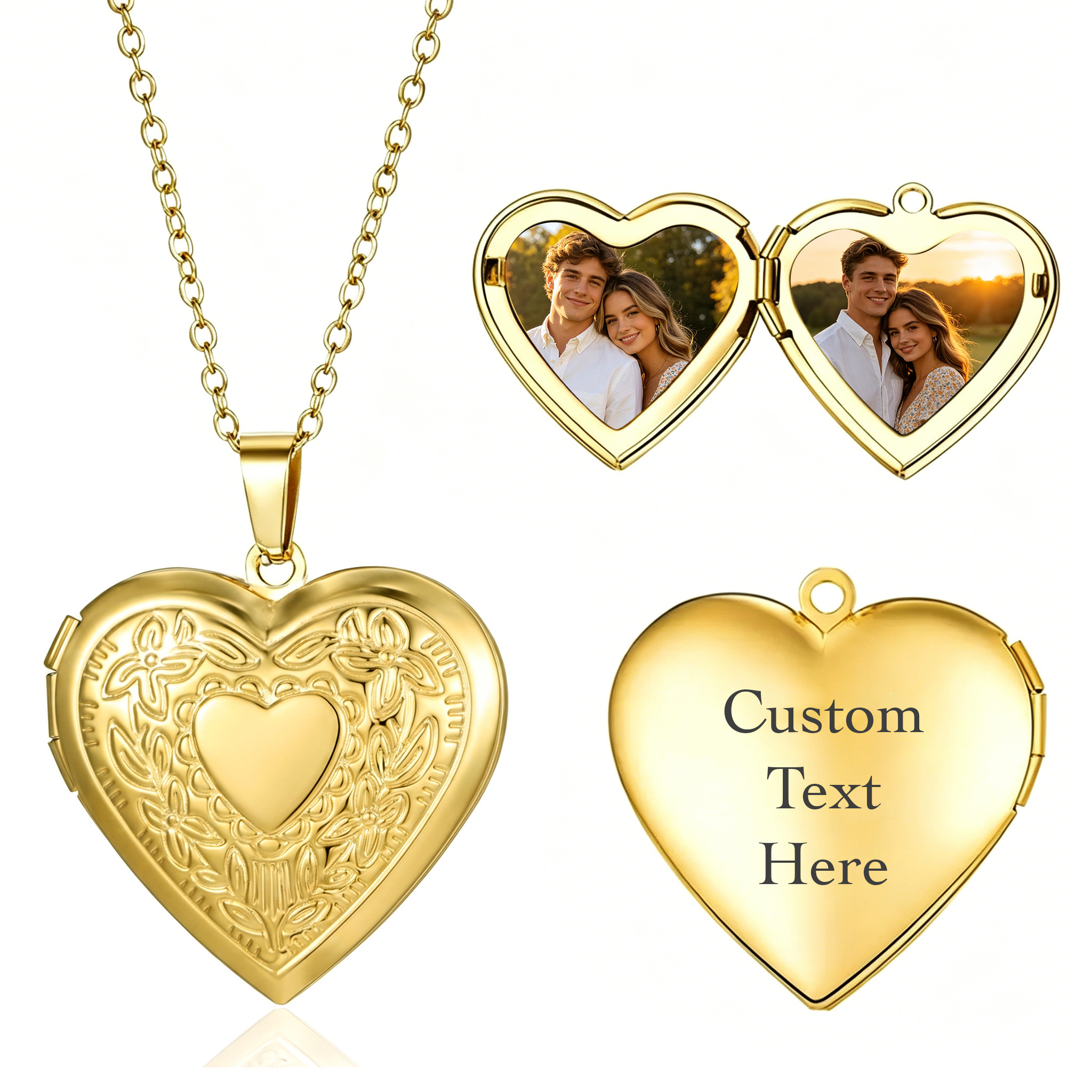 Personalized Heart Locket Necklace NFC Engraved Name