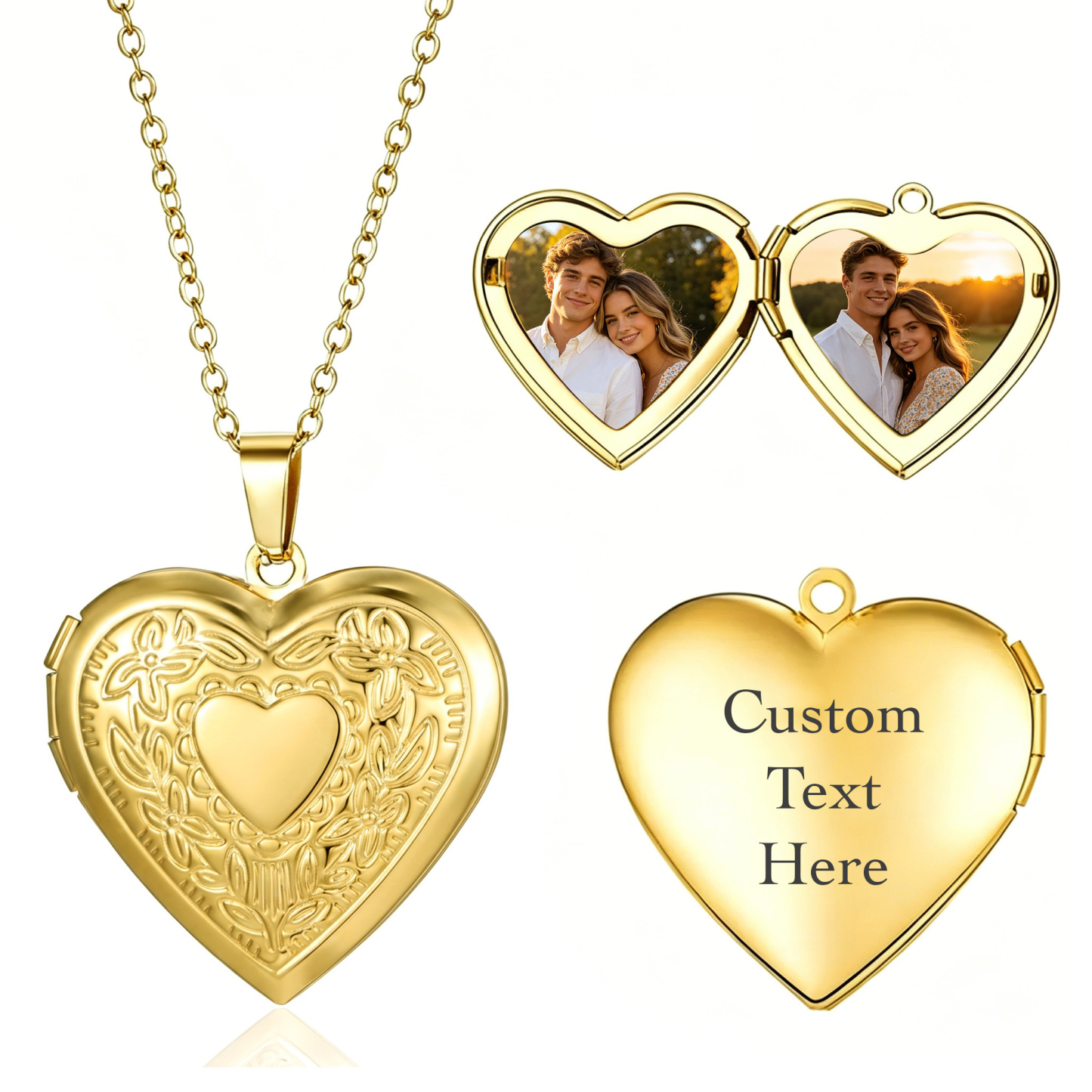 Personalized Heart Locket Necklace Custom 2 Photos Mothers Day Birthday Anniversary Gift for Sister Mom Daughter Girlfriend | Jessemade