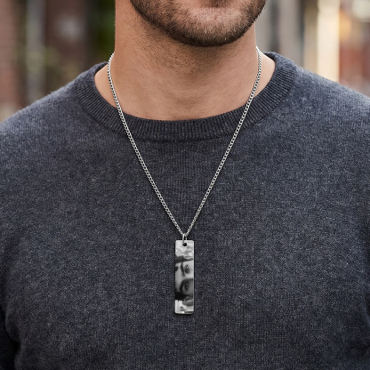Personalized Photo Keychain Necklace Custom with Eyes Lips or Half Face Picture and Custom Text