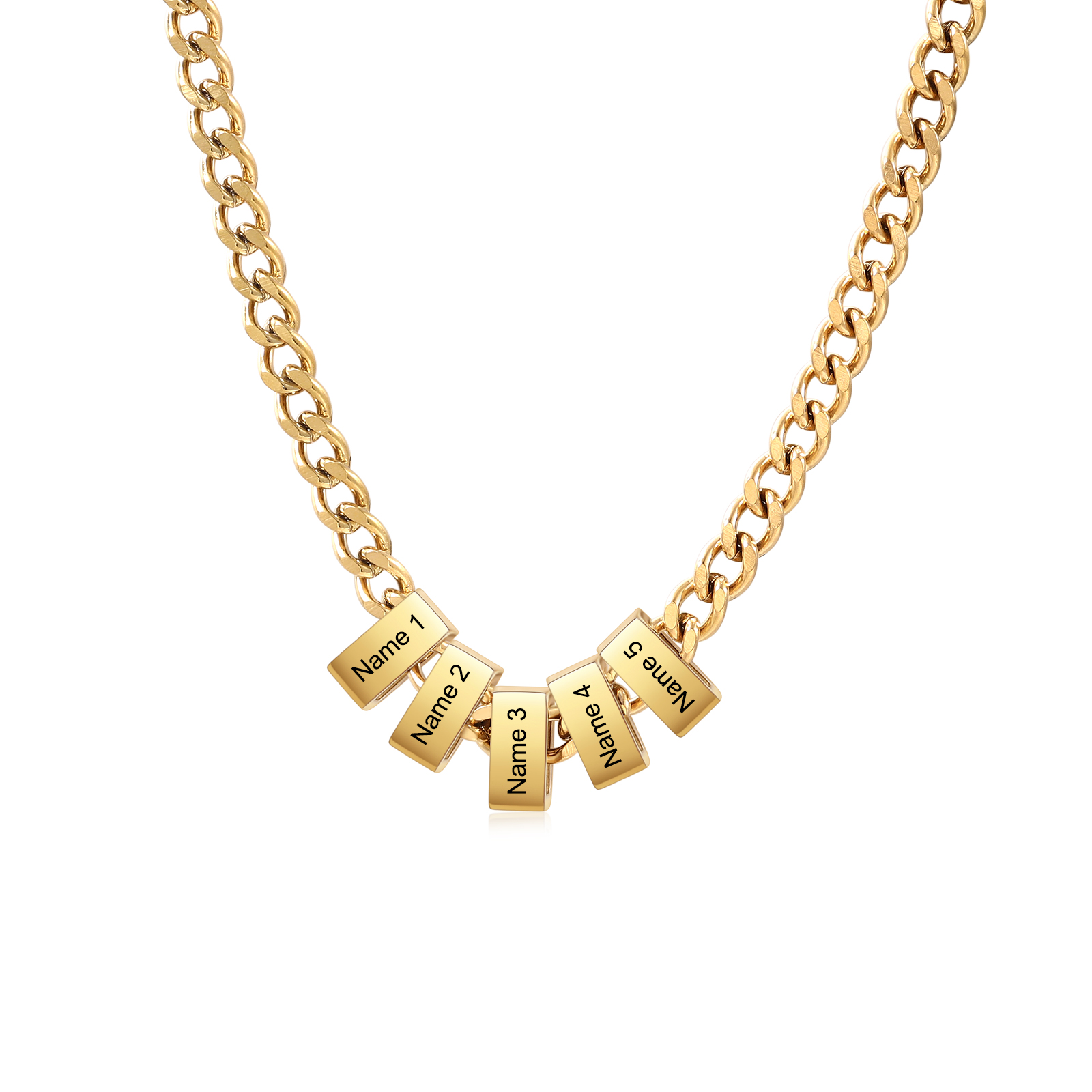 Personalized Mens Cuban Link Chain Necklace with 1–6 Names