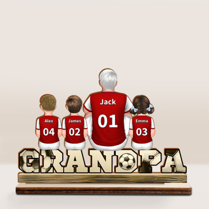 Personalized Wooden Soccer Ornament – Custom Number, Name, Color for Grandpa Gift