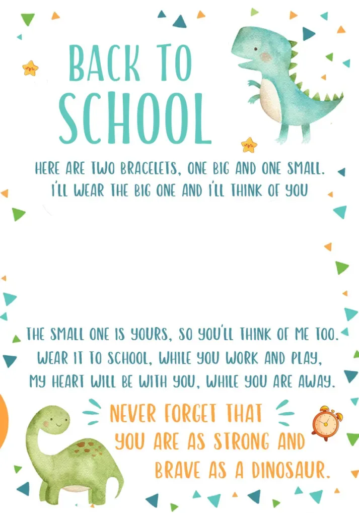 2 Pcs Dinosaur Bracelet Set with Gift Card Adjustable Bracelet Back to School Gift for Son/Daughter