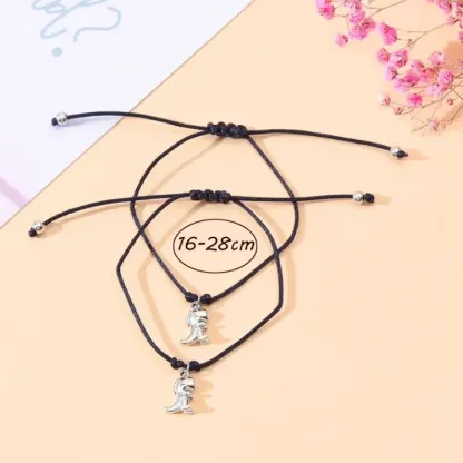 2 Pcs Dinosaur Bracelet Set Back to School Gift with Gift Card Adjustable Bracelet Gift for Son/Daughter