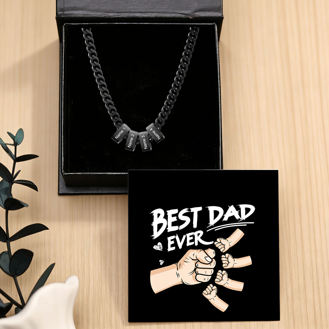 Personalized Mens Cuban Link Chain Necklace with 1–6 Names