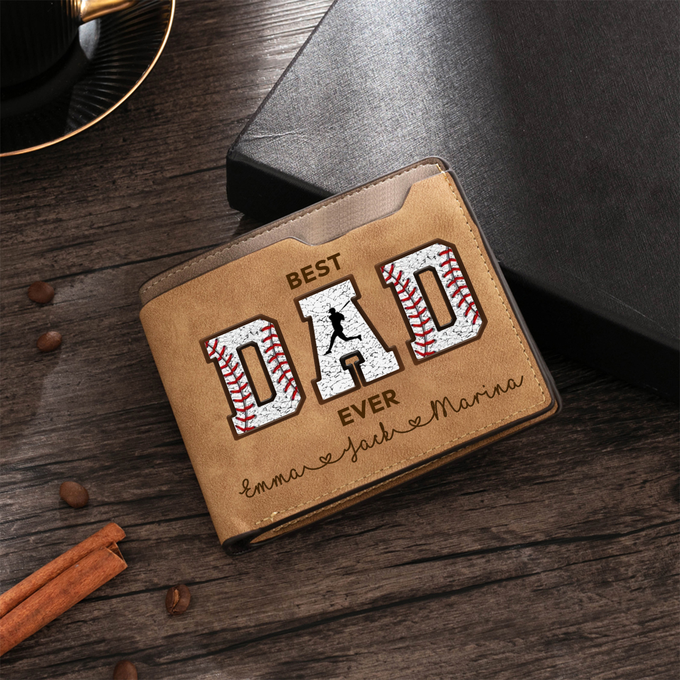 Personalized  Baseball wallet – “Best Dad Ever”  Baseball-Themed Wallet Gift | Jessemade 
