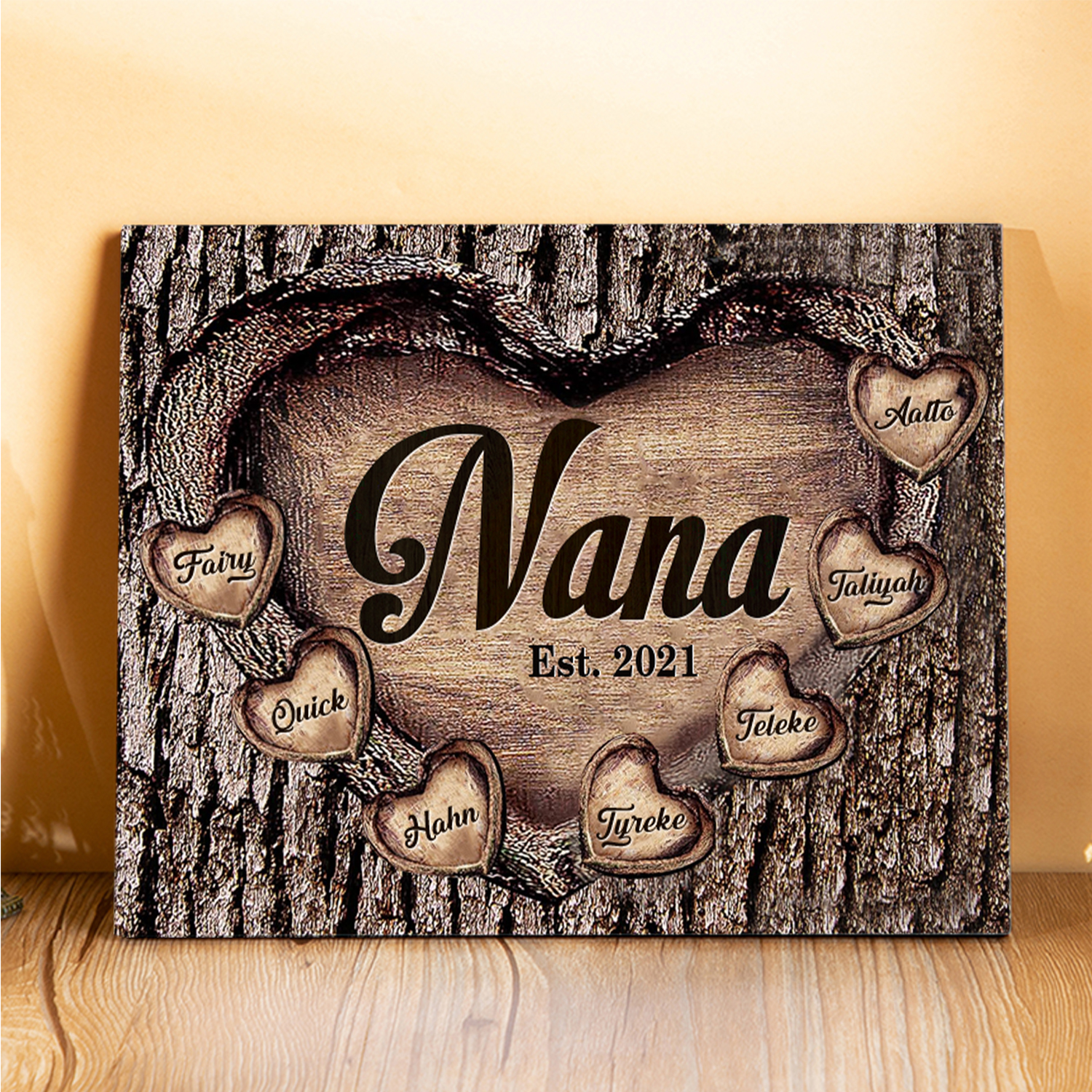 7 Names-Personalized Nana Wooden Ornament Custom Text And Date Home Decoration for Family