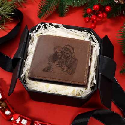Personalized Men's Wallet with Custom Photo & Name & Letter PU Leather Wallet with Gift Box Couple Gift for Him | Jessemade