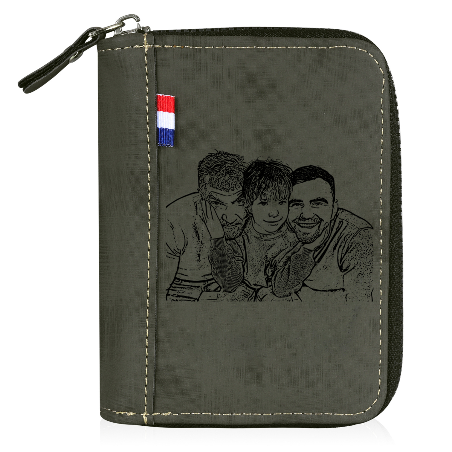 4 Names - Personalized Photo Text Custom Leather Men's Wallet Custom Name Zipper Wallet for Dad