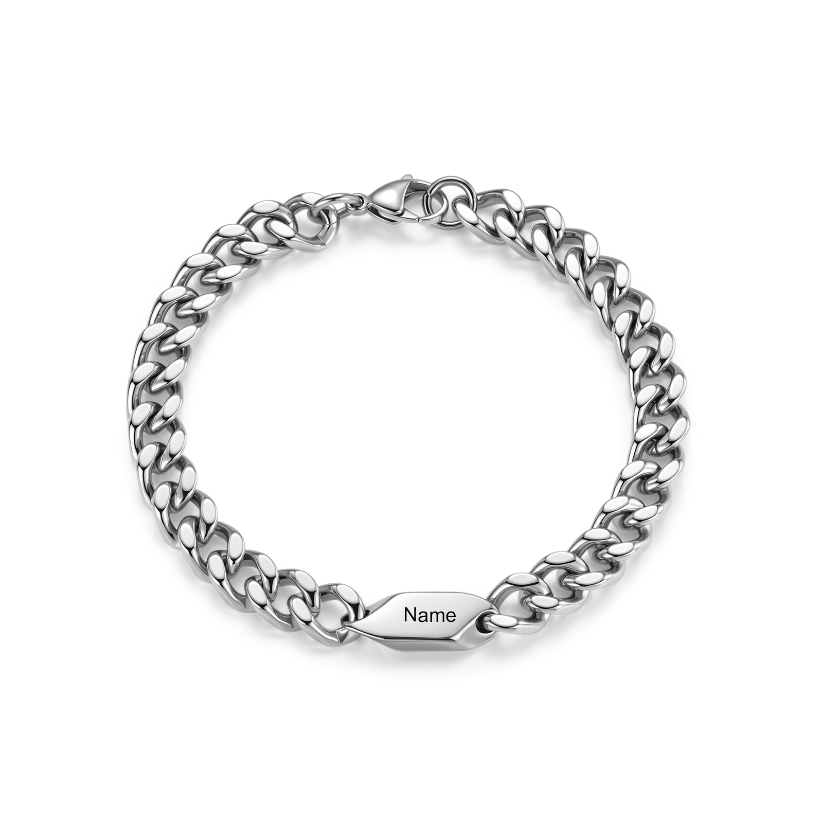 Personalized Stainless Steel Curb Chain Bracelet Custom With 1-5 Engraved Names Gift For Dad Husband Family
