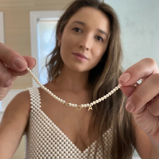 Personalized Pearl Necklace Custom 1 Name Necklace Gift For Her | Jessemade