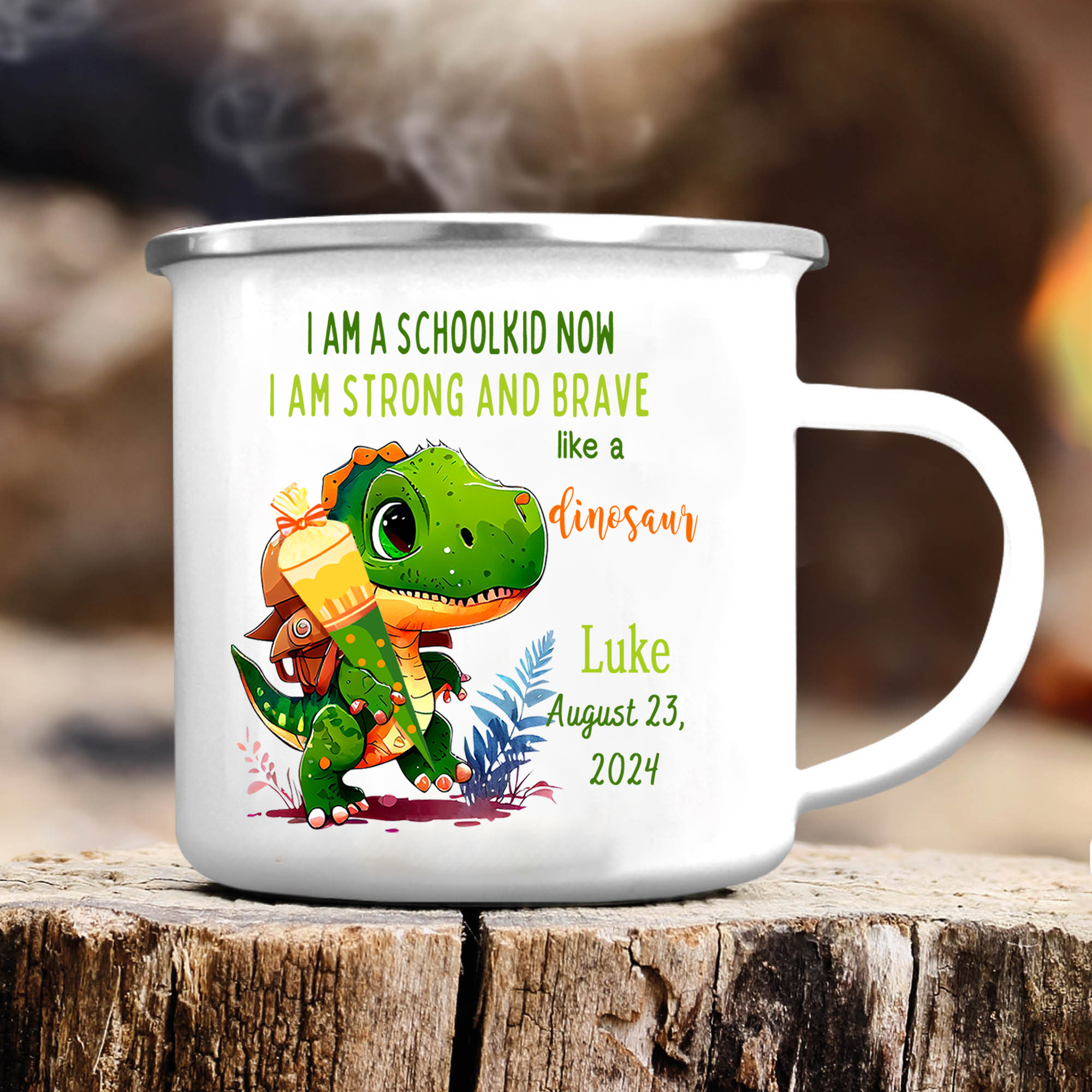 Personalized Name And Date Mug Dinosaur Mug Back To School Gift For Kids