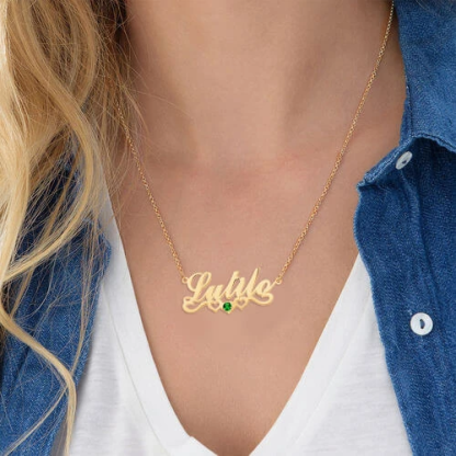 Personalized Necklace With Birthstone Custom 1 Name Necklace Gift For Women | Jessemade