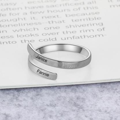 Personalized Name Rings Engraved 2 Names Adjustable Ring Gift for Her