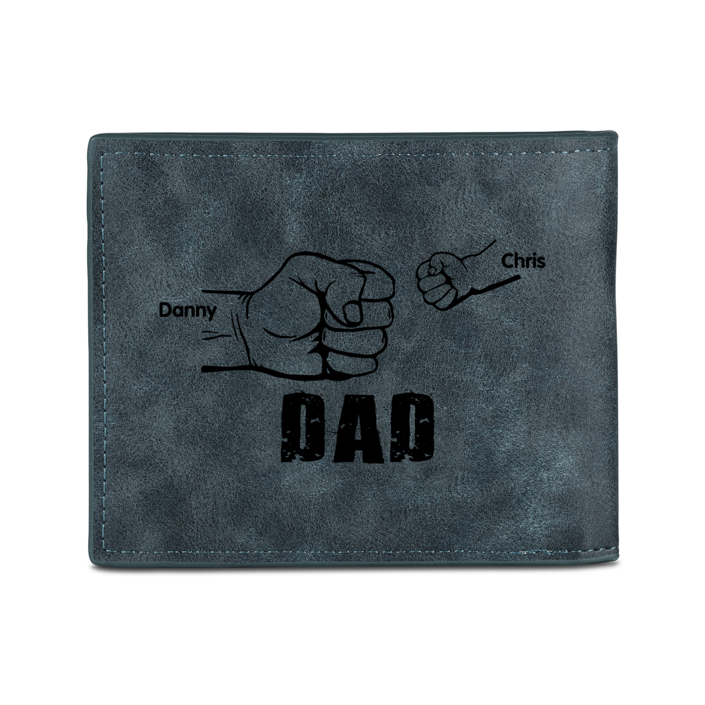 2 Names - Personalized Photo Custom Leather Men's Folding Wallet as a Father's Day Gift for Dad
