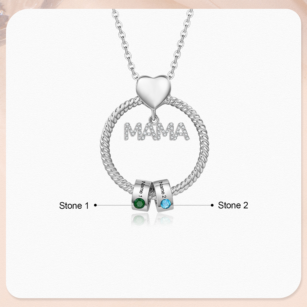 2 Names-Personalized Mom Necklace Set With  Premium Custom Necklace With 2 Birthstones Engraved Names Gift For Mom