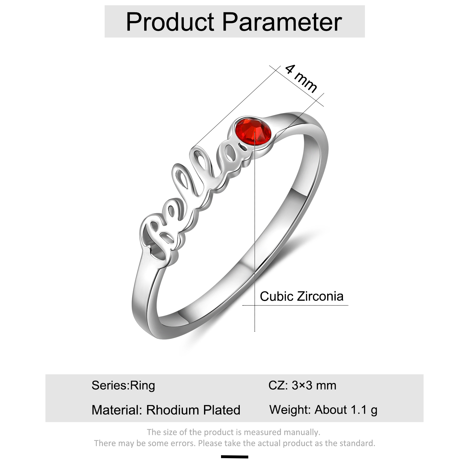 Personalized Birthstone Ring Custom 1 Name Ring Best Gift For Women